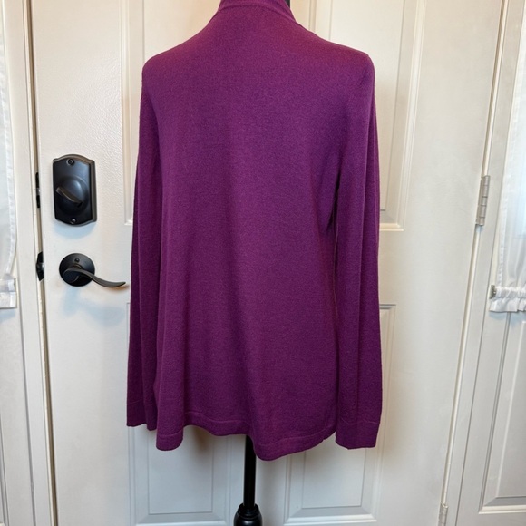Jones New York Collection Open Front Wool Blend Cardigan Sweater Sz M Magenta - Picture 3 of 14